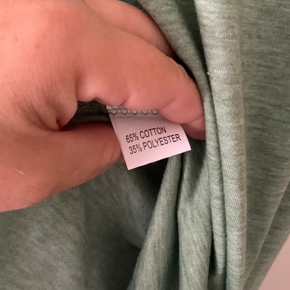 Hello PinkV-Neck Shoulder Detail Raglan Sleeve. Sage Green, easy flow shirt - Picture 4 of 6